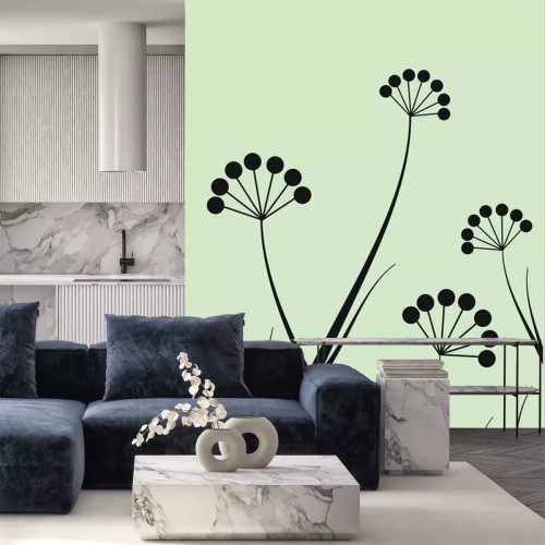 Sticker Feldblumen auf mintfarbenem Hintergrund