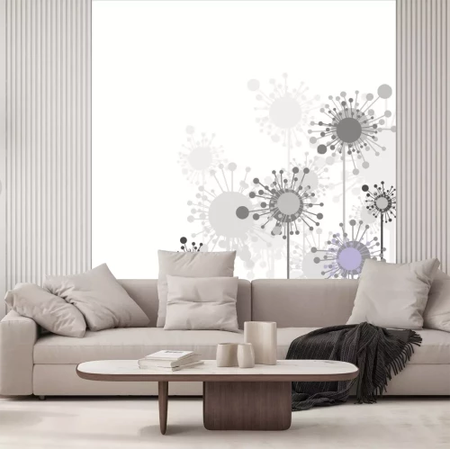 Sticker Graue Blumen auf weißem Hintergrund