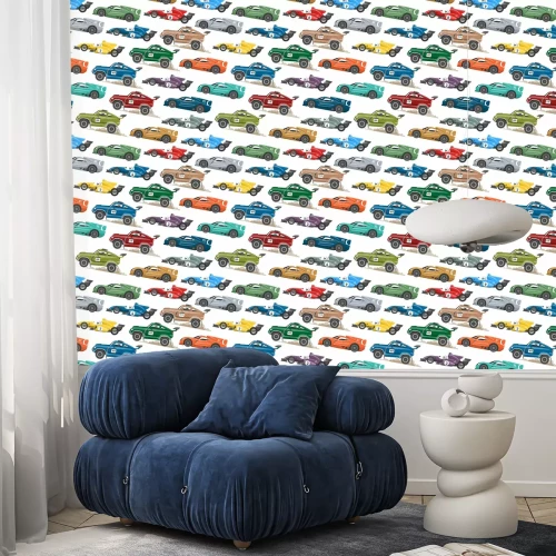 Tapete Sport speed automobile and offroad rally car colorful fast motor racing auto driver transport motorsport vector illustration seamless pattern background