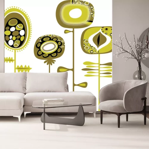 Sticker Vintage Blumen in grüner Farbe