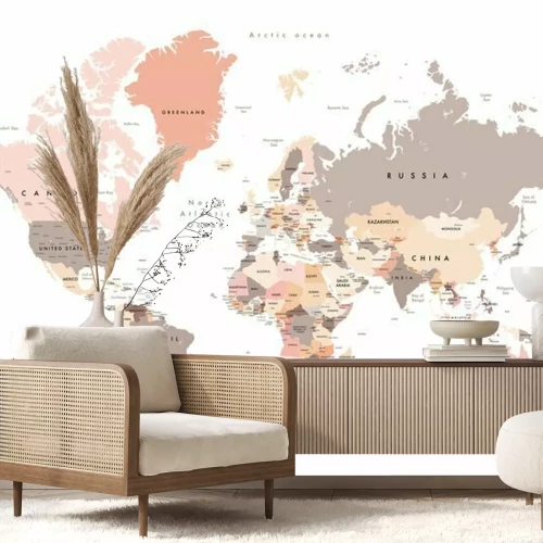 Fototapete Weltkarte auf weißem Hintergrund