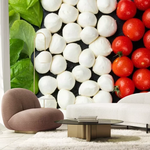 Fototapete Italienische Flagge aus Lebensmitteln