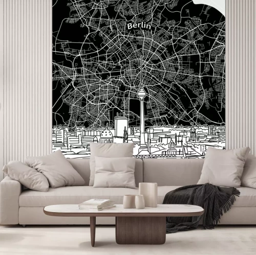 Sticker Berlin skyline with map