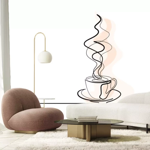 Sticker Mit einer einzigen Linie gemalte Tasse Kaffee