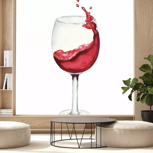 Sticker Erdbeerwein im Glas Aquarellzeichnung