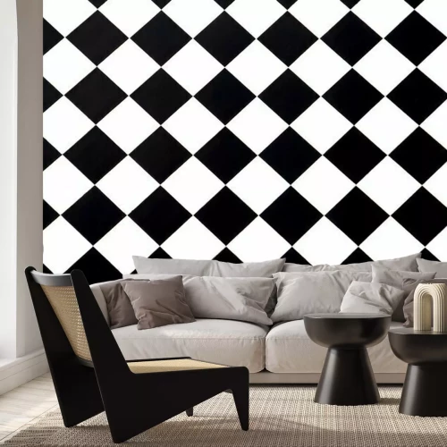 Fototapete Schwarz-weißes Muster kariert