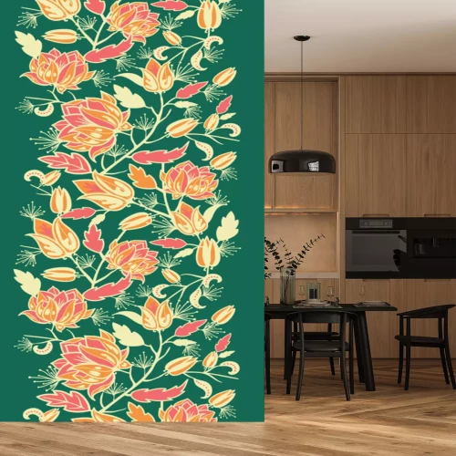 Sticker Exotische Blumen auf grünem Hintergrund