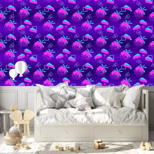 Tapete Palmen im Memphis-Stil