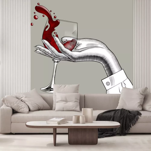 Sticker Wein aus einem Glas gespritzt Grafik