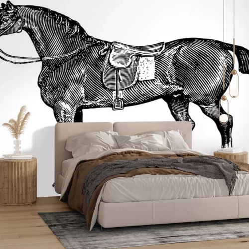 Sticker Tiere Reitpferd mit schwarzen Linien