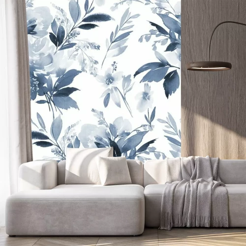 Sticker Seamless summer pattern with watercolor flowers handmade.