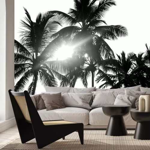 Sticker Schwarze Palmen auf weißem Hintergrund