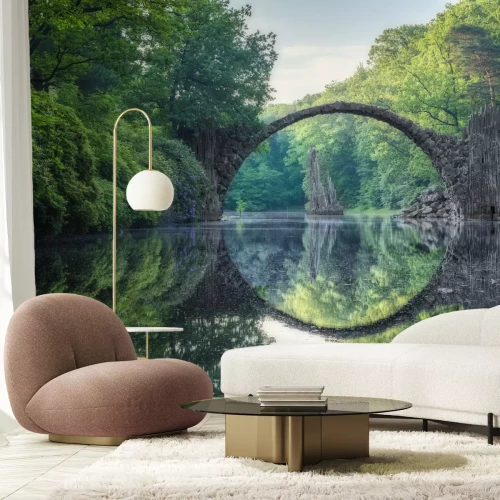 Fototapete Landschaft mit Fluss im Grünen