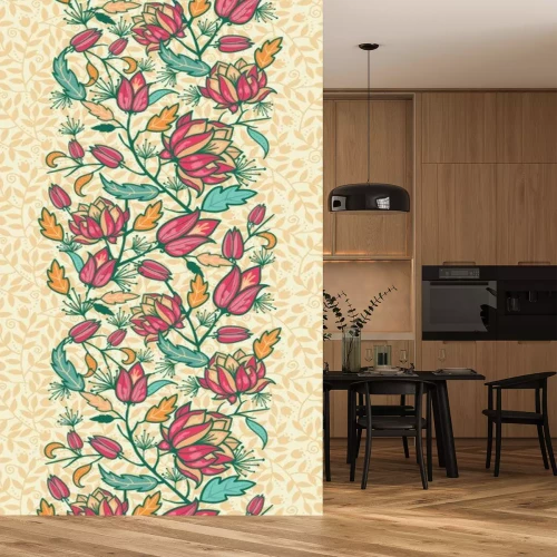 Sticker Florales Muster auf blättrigem Hintergrund