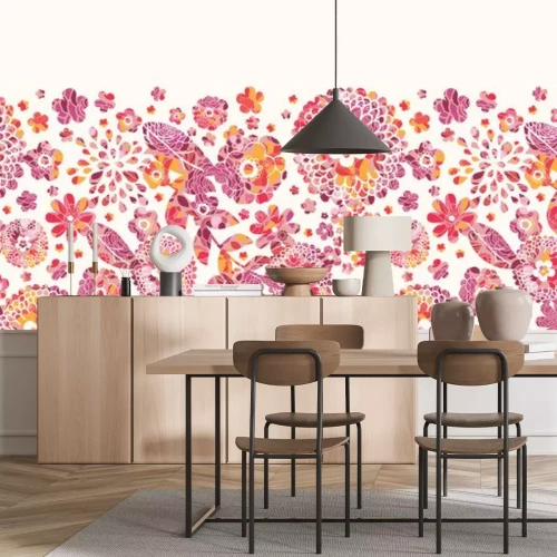 Sticker Blumen auf einer dekorativen Illustration