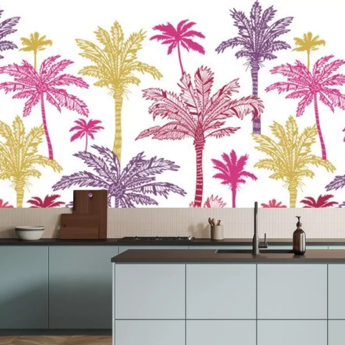 Sticker Muster mit bunten Palmen