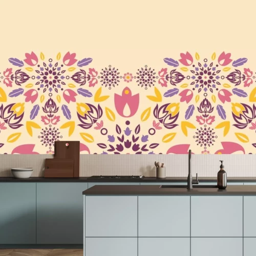 Sticker Vector ornamental bunten Tulpen horizontale nahtlose Muster