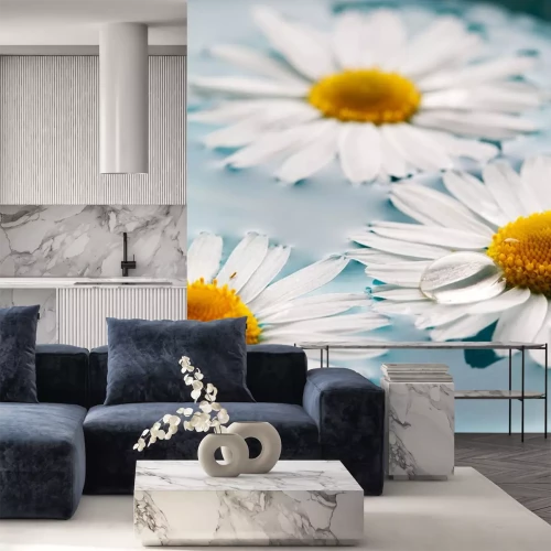 Sticker Auf dem Wasser schwimmende Feldblumen