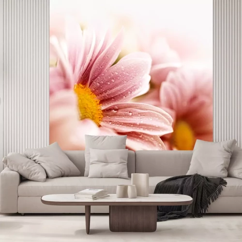 Sticker Blumen mit Blütenblättern im Tau