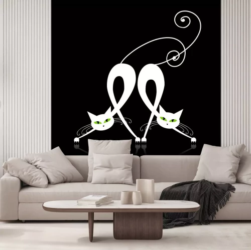 Sticker Tiere Grafik Katzen mit geflochtenen Schwänzen