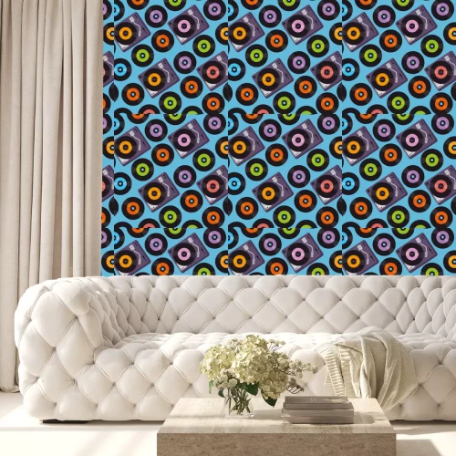 Tapete Vinyl Plattenspieler Gerät Muster Hintergrund