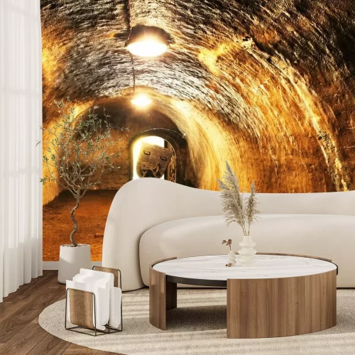 Fototapete Alte Mauer im Bergwerk