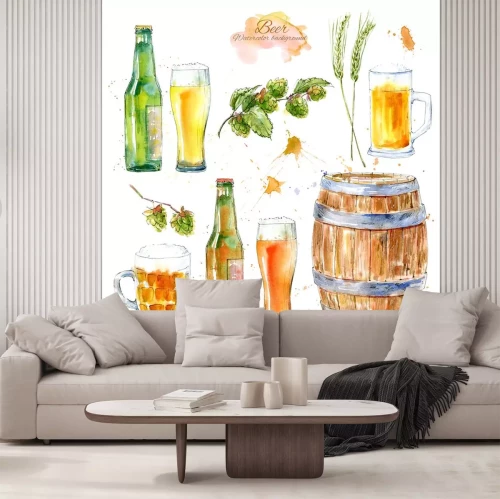 Sticker Bier im Vintage-Stil Zeichnung mit Aquarellfarben