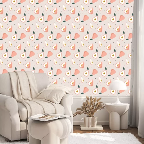 Tapete Birnen in Rosatönen im skandinavischen Stil