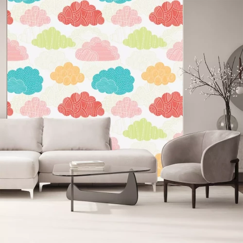 Sticker Muster mit bunten abstrakten Wolken