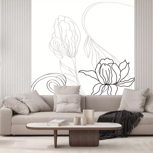 Sticker Zeichnung mit großen Blumen