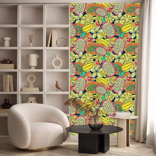 Tapete Kleine Blüten mit tropischen Früchten