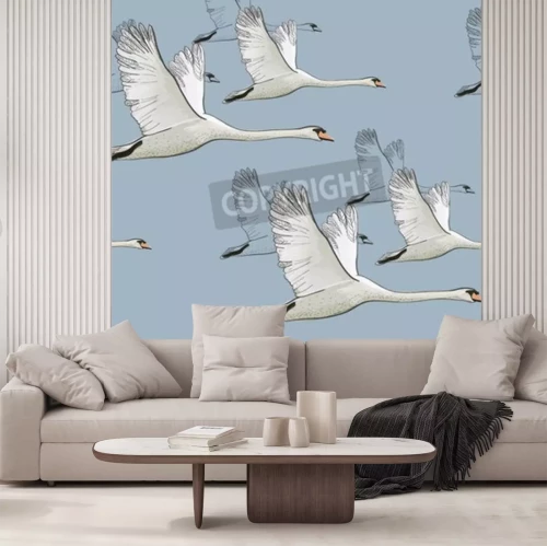 Fototapete Fliegende Tiere auf blauem Hintergrund