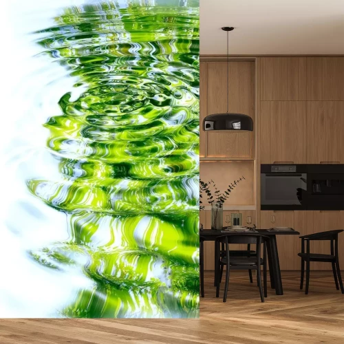 Sticker Reflexion der Wald und Sonne im Wasser.