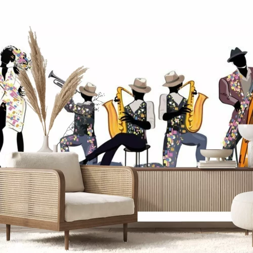 Sticker Jazzband in eleganten Kostümen