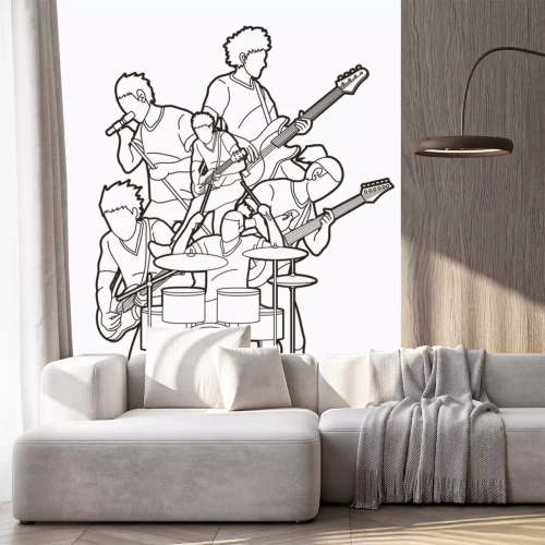 Sticker Rockband schwarz-weiße Silhouetten von Musikern