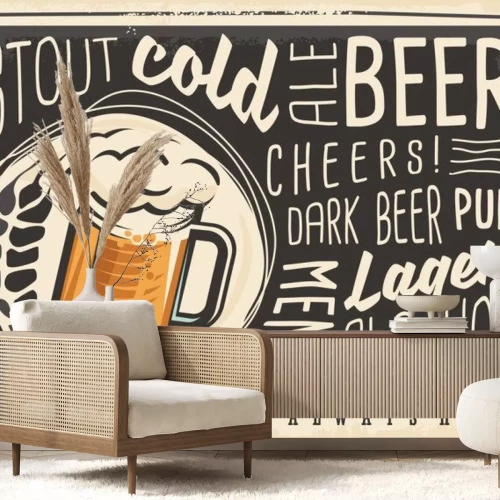 Sticker Bier im Vintage-Stil Aufschriften