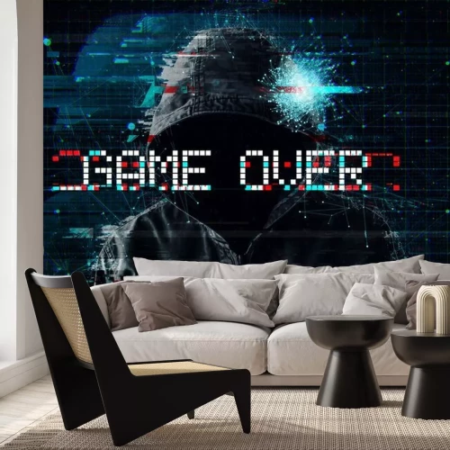 Fototapete Eine vermummte Gestalt mit den Worten GAME OVER