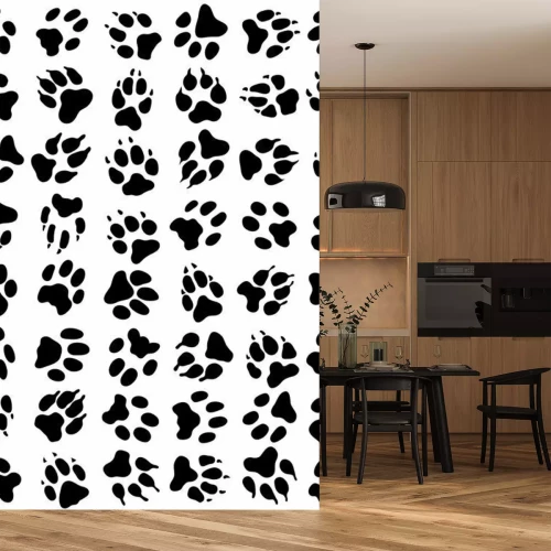 Fototapete Schwarze und weiße Katzenpfoten