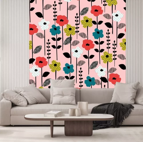 Sticker Buntes abstraktes Blumenmuster