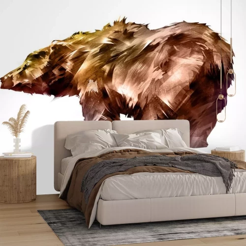 Sticker Illustration mit einem braunen Bären