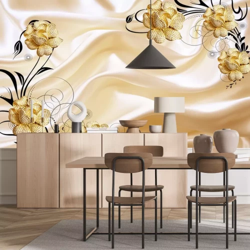 Sticker 3d-Blumen in warmen Cremefarben