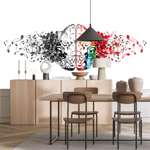 Sticker Bunte Noten und schwarze Noten Grafik