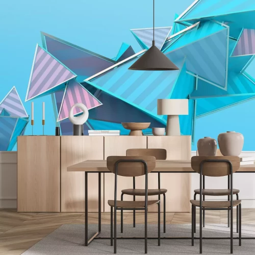 Sticker 3d-Dreiecke in blau-rosa Farben