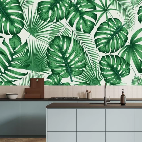 Fototapete Pflanzen und Blätter auf weißem Hintergrund