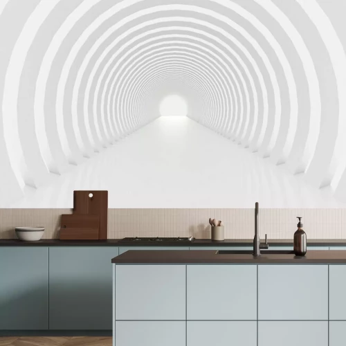 Fototapete White tunnel and light. 3d illustration, 3d rendering.