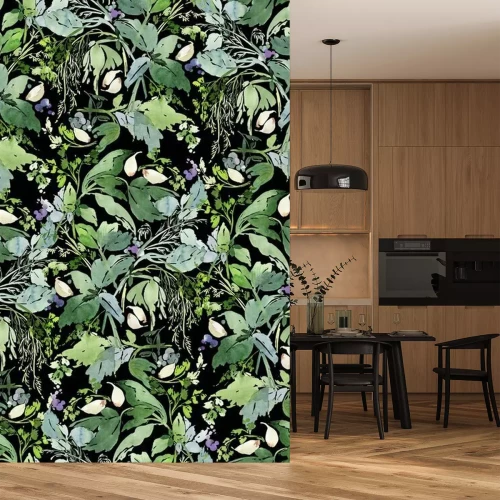 Sticker Kräuter und Gewürze auf schwarzem Hintergrund