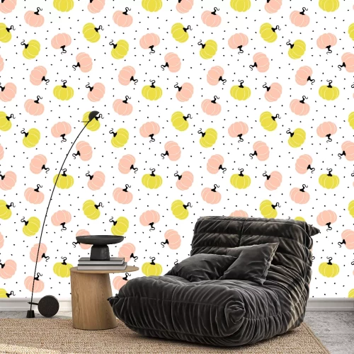 Tapete Rosa und gelbe Kürbisse