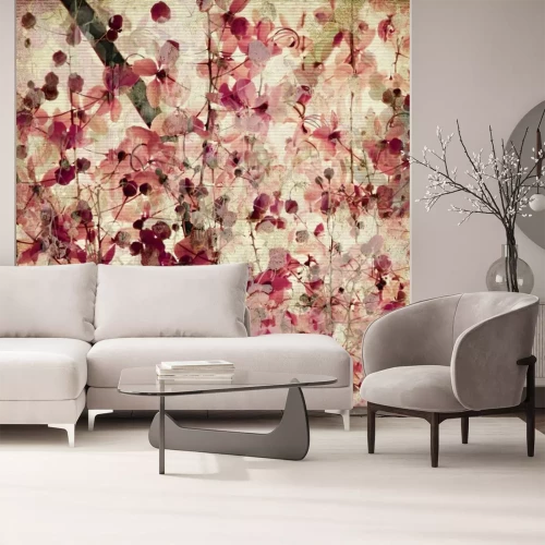 Fototapete Rote Blumen Retro