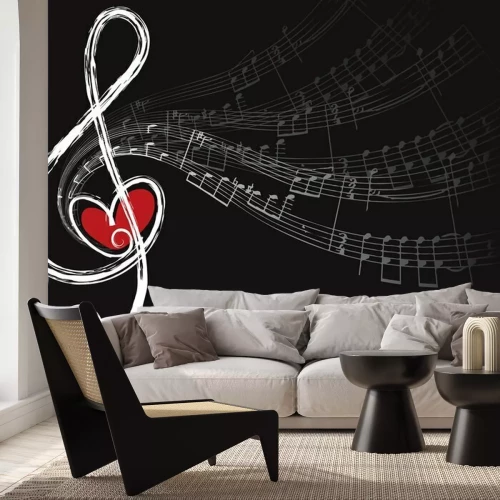 Sticker Musik Herz in einem Notenschlüssel Grafik