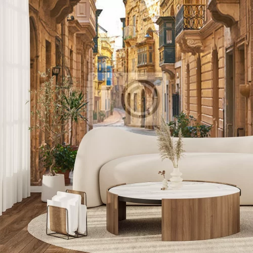 Fototapete Walking cobblestone street in Birgu city, Malta